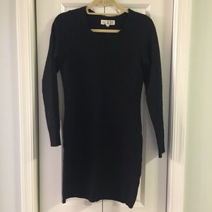 Pink Rose | Black Quilted Knit Dress